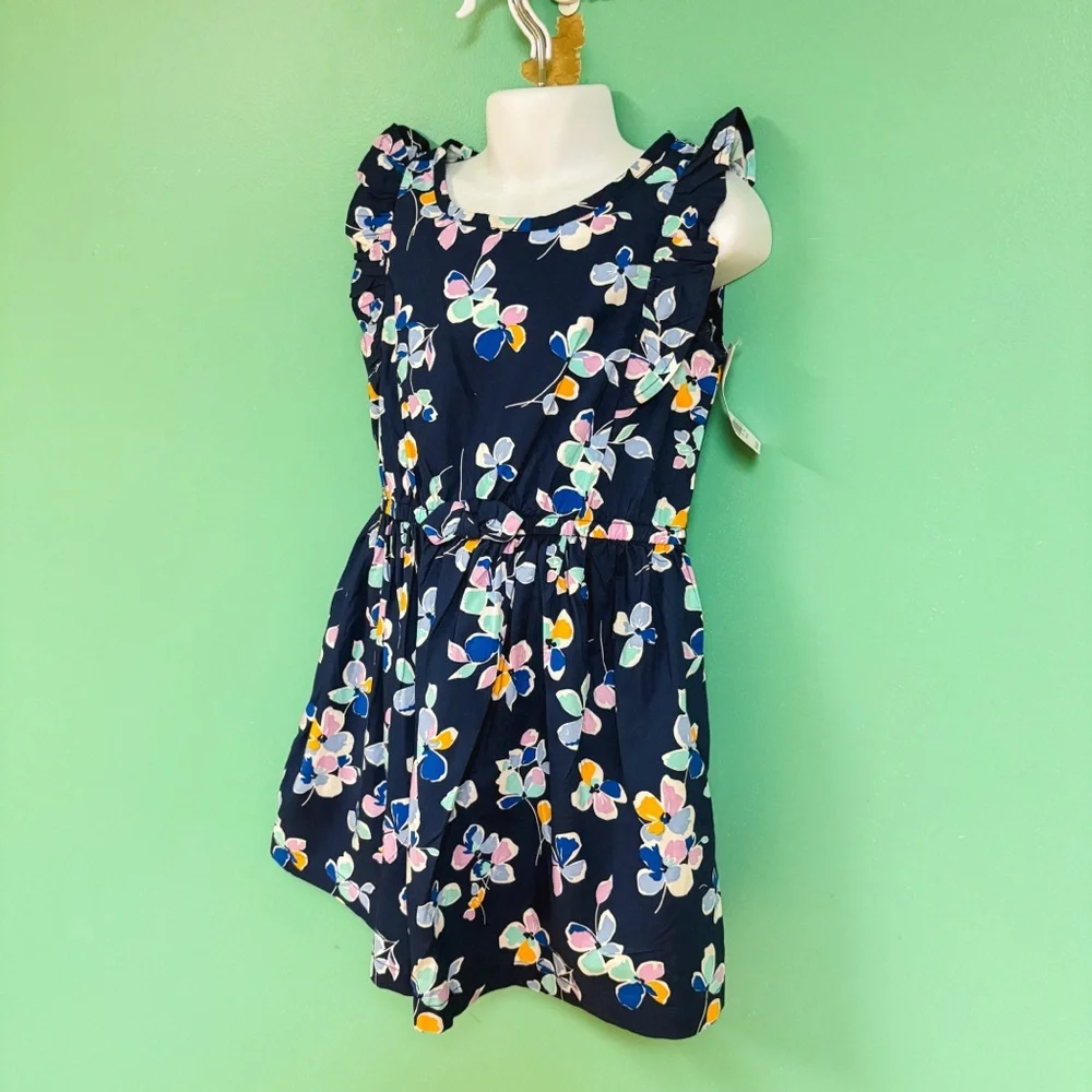 NWT Carters Navy Blue Floral Ruffle Sleeve Dress Toddler Size 4T NEW